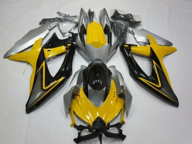 Preisgünstige Suzuki GSXR 600 / GSXR 750 Motorrad Verkleidung 2008-2010 - Gelb Silber Grau Schwarz