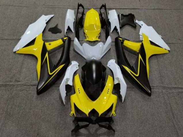 Preisgünstige Suzuki GSXR 600 / GSXR 750 Motorrad Verkleidung 2008-2010 - Weiss Gelb Grau Schwarz