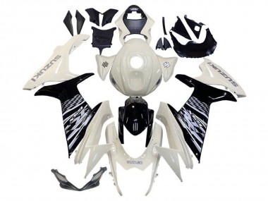 Preisgünstige Suzuki GSXR 600 / GSXR 750 Motorrad Verkleidung 2011-2024 - Weiss Glanzendes Schwarz