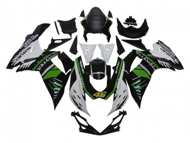 Preisgünstige Suzuki GSXR 600 / GSXR 750 Motorrad Verkleidung 2011-2024 - Weiss Grun Schwarz Monster 46