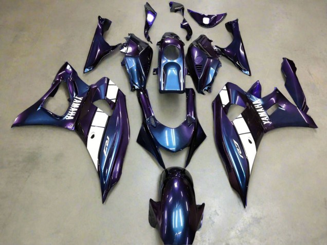 Preisgünstige Yamaha YZF R7 Motorrad Verkleidung 2021-2024 - Chameleon Blau Lila Weiss