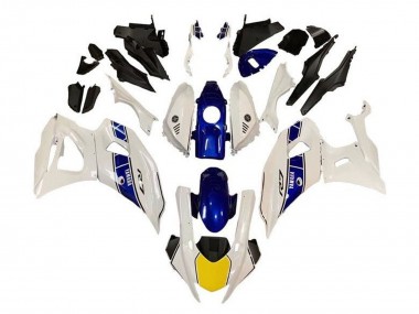 Preisgünstige Yamaha YZF R7 Motorrad Verkleidung 2021-2024 - Weiss Gelb Blau Streifen