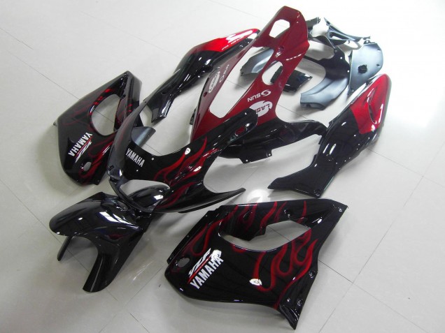 Preisgünstige Yamaha YZF 1000R Thunderace Motorrad Verkleidung 1997-2007 - Schwarz Weiss Rot Flamme