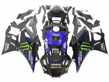 Preisgünstige Yamaha YZF R3/R25 Motorrad Verkleidung 2019-2021 - Blau Glanzendes Schwarz Grun ENEOS Monster