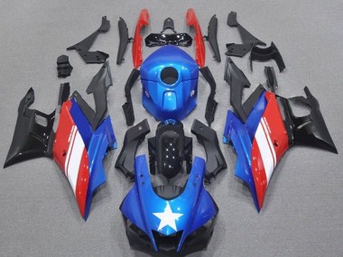 Preisgünstige Yamaha YZF R3/R25 Motorrad Verkleidung 2019-2021 - Blau Rot Weiss Stern