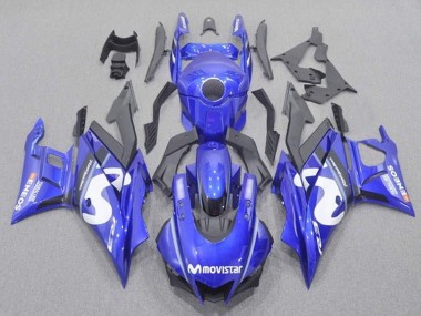 Preisgünstige Yamaha YZF R3/R25 Motorrad Verkleidung 2019-2021 - Blau Weiss Schwarz MoviStar