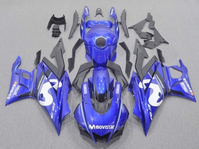 Preisgünstige Yamaha YZF R3/R25 Motorrad Verkleidung 2019-2021 - Blau Weiss Schwarz MoviStar
