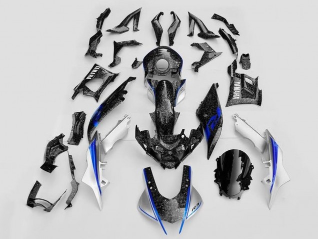 Preisgünstige Yamaha YZF R3/R25 Motorrad Verkleidung 2019-2021 - Weiss Blau Schwarz Geschmiedet Carbonfaser Stil