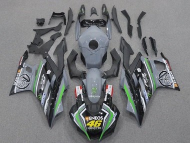 Preisgünstige Yamaha YZF R3/R25 Motorrad Verkleidung 2019-2021 - Grau Schwarz Grun Schwarz ENEOS Monster 46