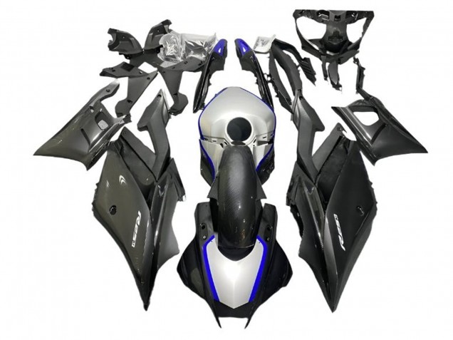 Preisgünstige Yamaha YZF R3/R25 Motorrad Verkleidung 2022-2024 - Silber Blau Schwarz Carbonfaser Stil