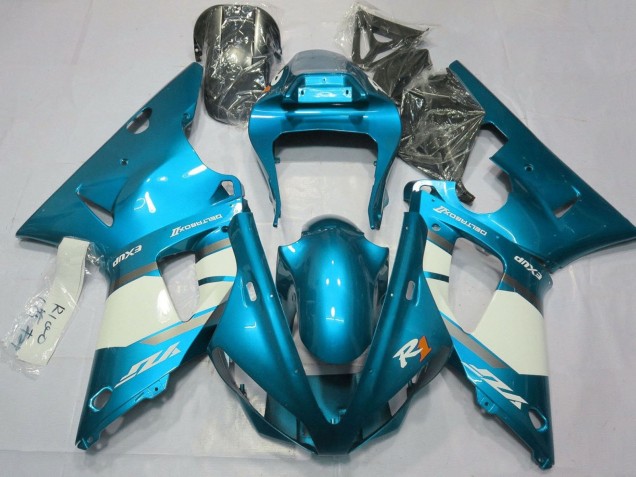 Preisgünstige Yamaha YZF 1000 R1 Motorrad Verkleidung 2000-2001 - Blau Weiss Silber