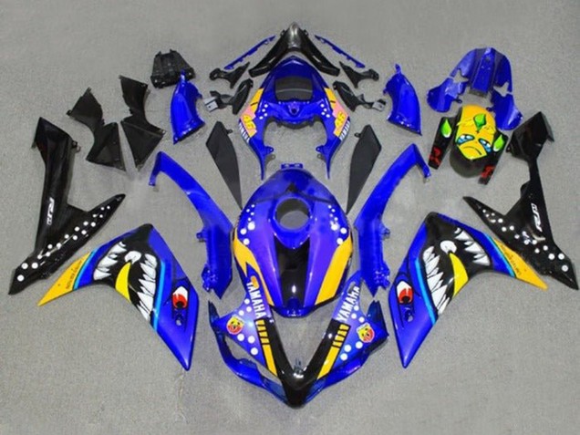 Preisgünstige Yamaha YZF 1000 R1 Motorrad Verkleidung 2007-2008 - Blau Gelb Schwarz Hai