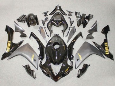 Preisgünstige Yamaha YZF 1000 R1 Motorrad Verkleidung 2007-2008 - Grau Glanzendes Schwarz Gold Aufkleber