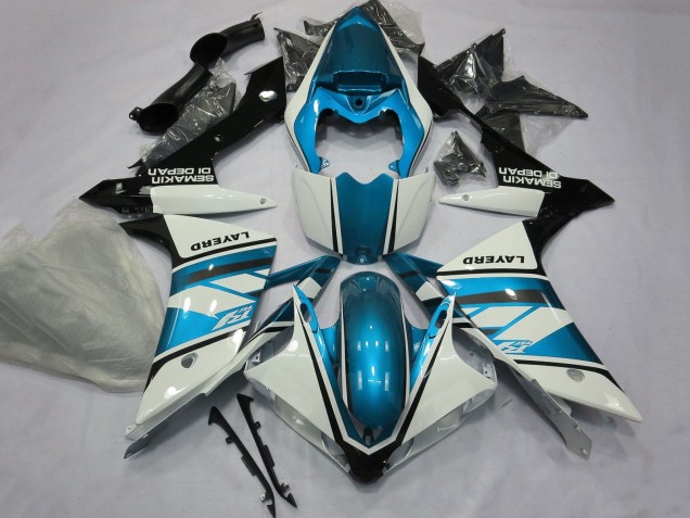 Preisgünstige Yamaha YZF 1000 R1 Motorrad Verkleidung 2007-2008 - Weiss Hellblau Schwarz Layerd