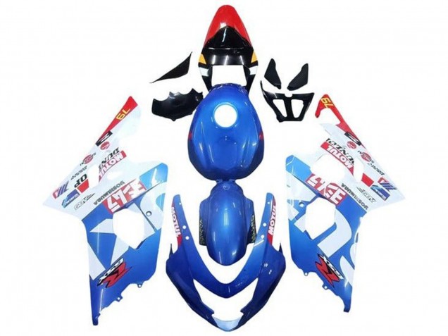 Preisgünstige Suzuki GSXR 600 / GSXR 750 Motorrad Verkleidung 2004-2005 - Blau Weiss Rot Motul