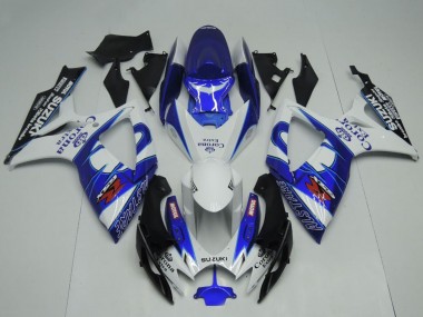 Preisgünstige Suzuki GSXR 600 / GSXR 750 Motorrad Verkleidung 2006-2007 - Weiss Blau Schwarz Corona Extra Motul