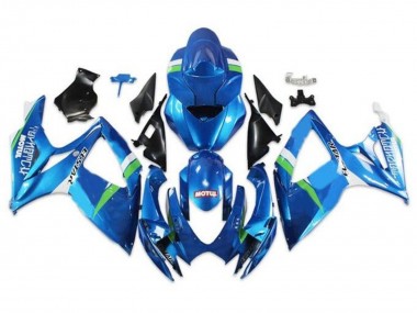 Preisgünstige Suzuki GSXR 600 / GSXR 750 Motorrad Verkleidung 2006-2007 - Blau Grun Weiss Ecstar