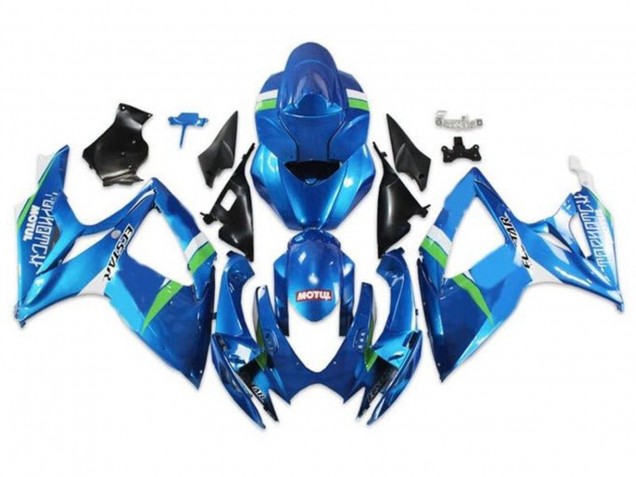 Preisgünstige Suzuki GSXR 600 / GSXR 750 Motorrad Verkleidung 2006-2007 - Blau Grun Weiss Ecstar