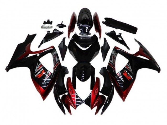 Preisgünstige Suzuki GSXR 600 / GSXR 750 Motorrad Verkleidung 2006-2007 - Glanzendes Schwarz Rot