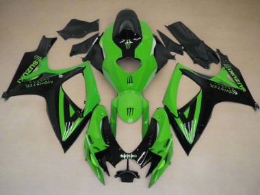 Preisgünstige Suzuki GSXR 600 / GSXR 750 Motorrad Verkleidung 2006-2007 - Grun Schwarz Monster