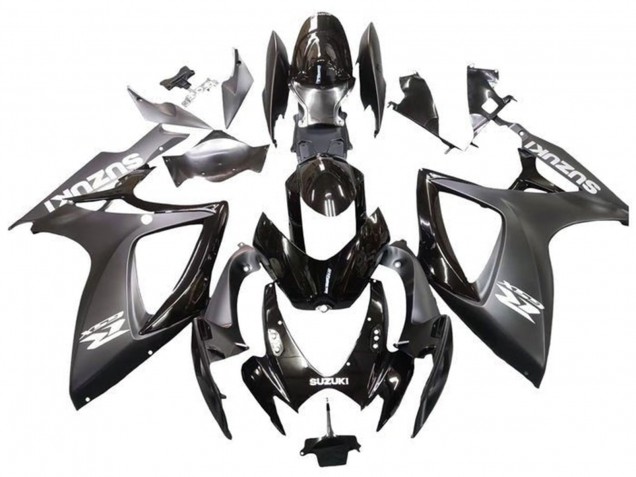 Preisgünstige Suzuki GSXR 600 / GSXR 750 Motorrad Verkleidung 2006-2007 - Matt Schwarz Glanzendes Schwarz Weiss