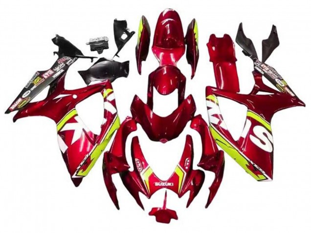 Preisgünstige Suzuki GSXR 600 / GSXR 750 Motorrad Verkleidung 2006-2007 - Rot Gelb Weiss Schwarz