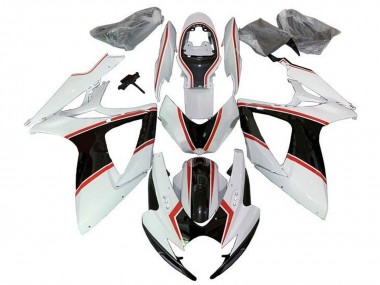 Preisgünstige Suzuki GSXR 600 / GSXR 750 Motorrad Verkleidung 2006-2007 - Weiss Orange Schwarz PinStreifen