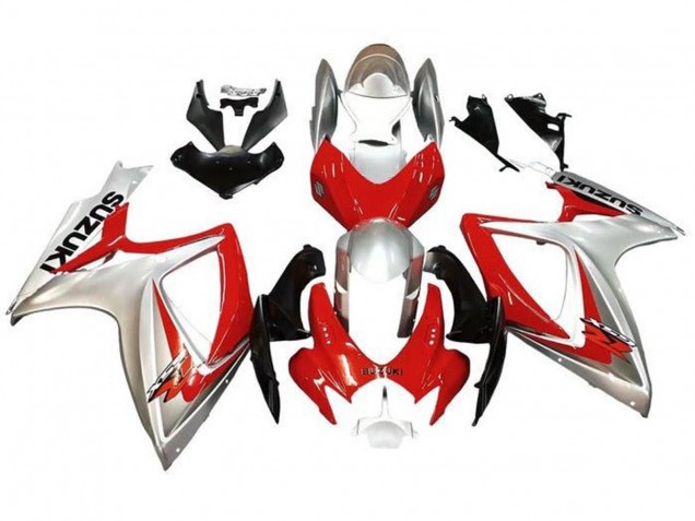 Preisgünstige Suzuki GSXR 600 / GSXR 750 Motorrad Verkleidung 2006-2007 - Silber Rot Schwarz