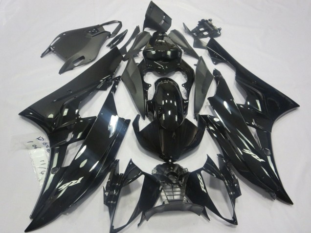 Preisgünstige Yamaha YZF R6 Motorrad Verkleidung 2006-2007 - Glanzendes Schwarz Matt Schwarz