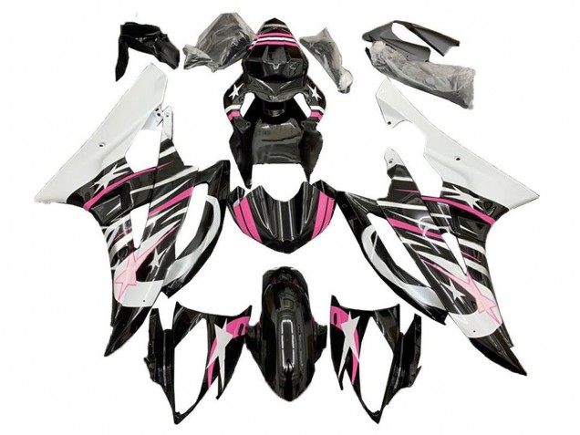 Preisgünstige Yamaha YZF R6 Motorrad Verkleidung 2006-2007 - Weiss Rosa Schwarz Stern Flamme