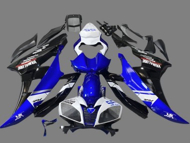 Preisgünstige Yamaha YZF R6 Motorrad Verkleidung 2006-2007 - Weiss Blau Glanzendes Schwarz Yamalube
