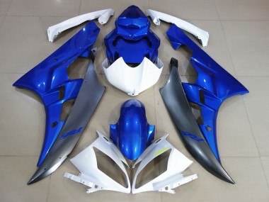 Preisgünstige Yamaha YZF R6 Motorrad Verkleidung 2006-2007 - Weiss Blau Matt Schwarz