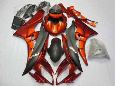 Preisgünstige Yamaha YZF R6 Motorrad Verkleidung 2006-2007 - Orange Matt Schwarz