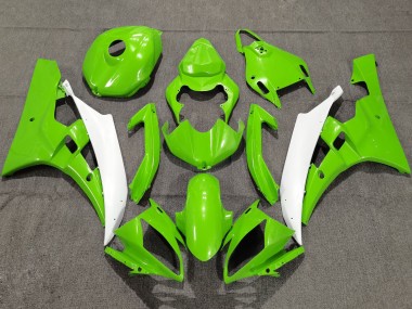 Preisgünstige Yamaha YZF R6 Motorrad Verkleidung 2006-2007 - Grun Weiss