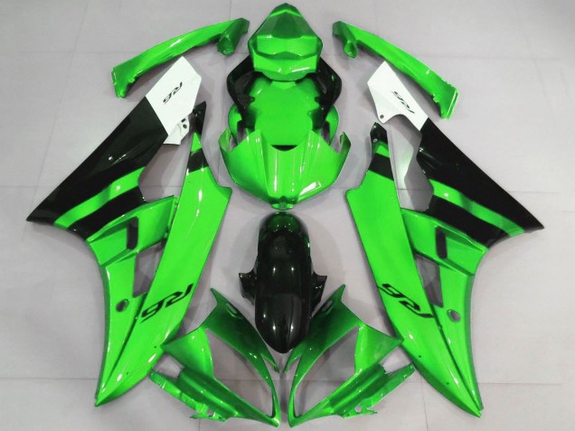 Preisgünstige Yamaha YZF R6 Motorrad Verkleidung 2006-2007 - Weiss Grun Glanzendes Schwarz