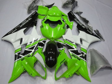 Preisgünstige Yamaha YZF R6 Motorrad Verkleidung 2006-2007 - Grun Weiss Glanzendes Schwarz