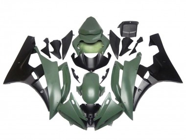 Preisgünstige Yamaha YZF R6 Motorrad Verkleidung 2006-2007 - Armee Grun Mattschwarz