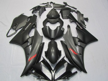 Preisgünstige Yamaha YZF R6 Motorrad Verkleidung 2006-2007 - Matt Schwarz Rot Aufkleber
