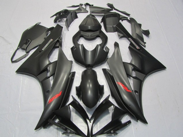 Preisgünstige Yamaha YZF R6 Motorrad Verkleidung 2006-2007 - Matt Schwarz Rot Aufkleber