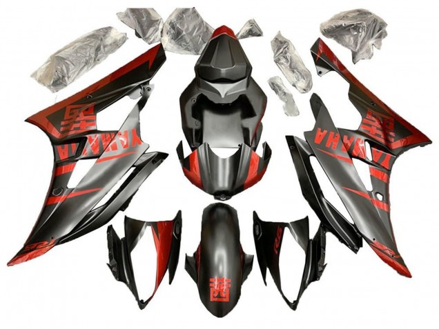 Preisgünstige Yamaha YZF R6 Motorrad Verkleidung 2006-2007 - Rot Matt Schwarz