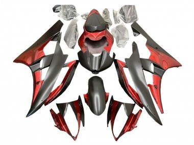 Preisgünstige Yamaha YZF R6 Motorrad Verkleidung 2006-2007 - Rot Matt Schwarz