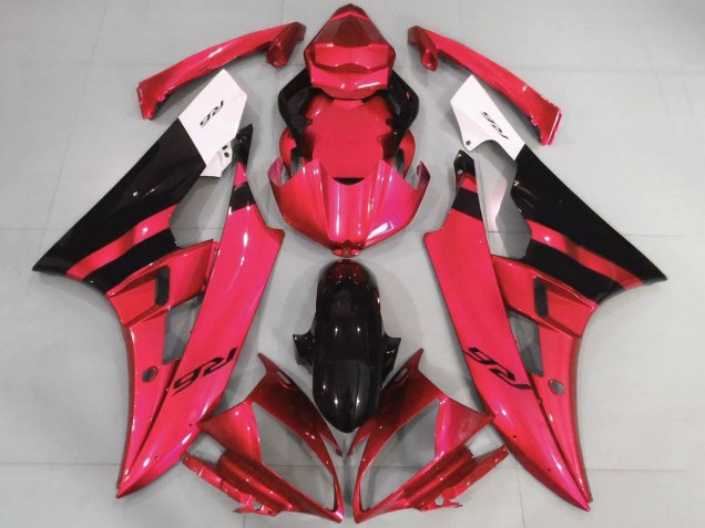 Preisgünstige Yamaha YZF R6 Motorrad Verkleidung 2006-2007 - Weiss Rot Glanzendes Schwarz