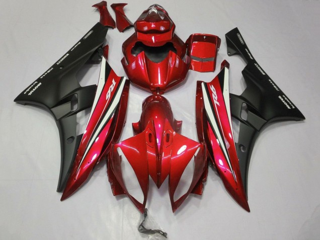 Preisgünstige Yamaha YZF R6 Motorrad Verkleidung 2006-2007 - Rot Weiss Matt Schwarz Motul