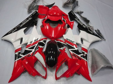 Preisgünstige Yamaha YZF R6 Motorrad Verkleidung 2006-2007 - Rot Weiss Glanzendes Schwarz Michelin Motul