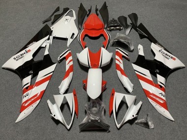 Preisgünstige Yamaha YZF R6 Motorrad Verkleidung 2006-2007 - Weiss Orange Glanzendes Schwarz Streifen