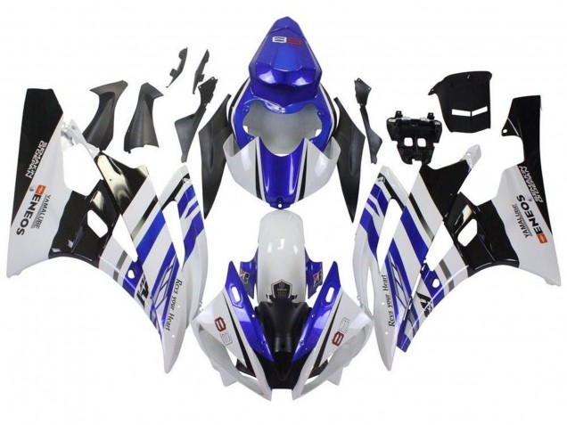 Preisgünstige Yamaha YZF R6 Motorrad Verkleidung 2006-2007 - Weiss Blau Schwarz ENEOS Yamalube