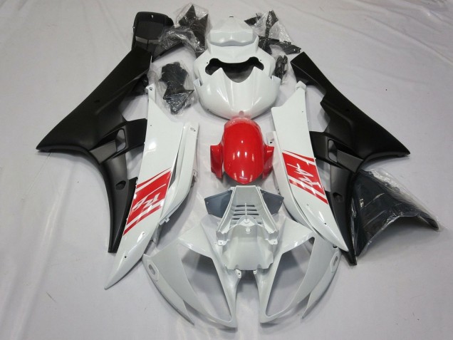 Preisgünstige Yamaha YZF R6 Motorrad Verkleidung 2006-2007 - Weiss Rot Matt Schwarz