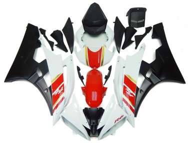 Preisgünstige Yamaha YZF R6 Motorrad Verkleidung 2006-2007 - Weiss Rot Gold Matt Schwarz