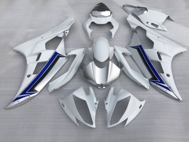 Preisgünstige Yamaha YZF R6 Motorrad Verkleidung 2006-2007 - Weiss Silber Blau Schwarz