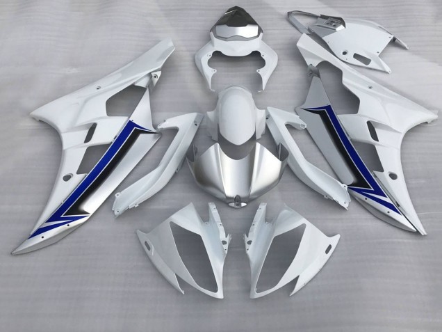 Preisgünstige Yamaha YZF R6 Motorrad Verkleidung 2006-2007 - Weiss Silber Blau Schwarz